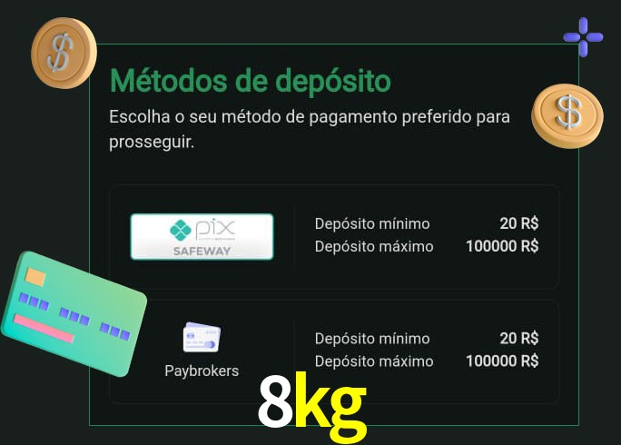 O cassino 8kg oferece uma grande variedade de métodos de pagamento